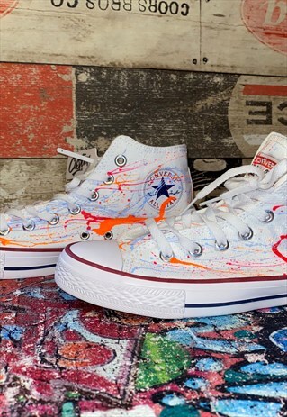 CONVERSE WHITE - NEON SPLATTER CUSTOMS