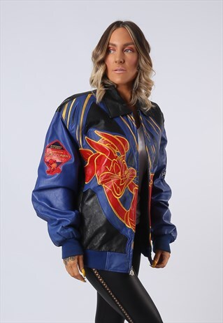 LEATHER BOMBER JACKET LOONEY TUNES WARNER BROS 16 - 18 (O1X)