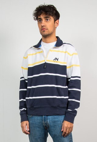 NAUTICA STRIPED QUARTER ZIP SWEATSHIRT