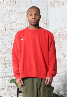 Vintage Nike Round Neck Swoosh Logo Sweatshirt Red