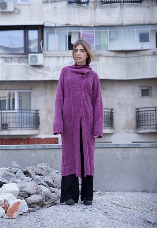 PURPLE KNITTED LONG PULLOVER