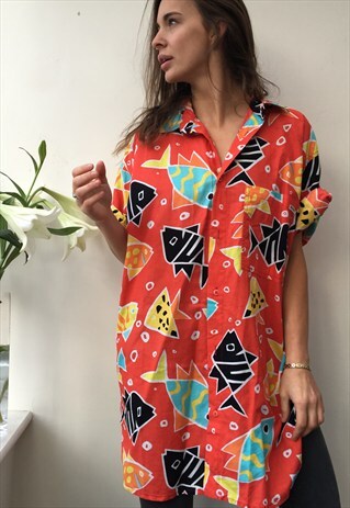 PATTERNED OVERSIZED RETRO VINTAGE UNISEX FESTIVAL SHIRT