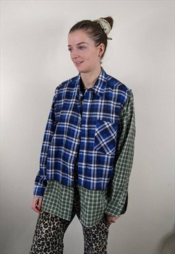 Vintage Reworked Green and Blue Check Shirt