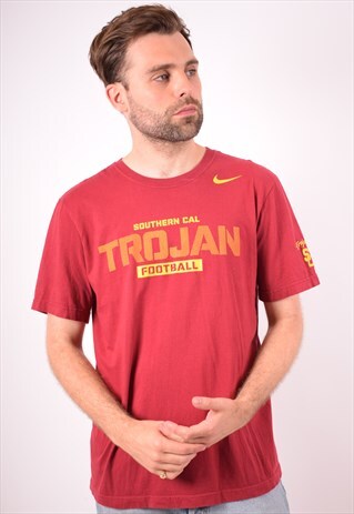 NIKE MENS VINTAGE USC TROJANS T-SHIRT TOP LARGE MAROON 90S