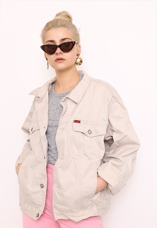 VINTAGE 90S CREAM DENIM OVERSIZED JACKET