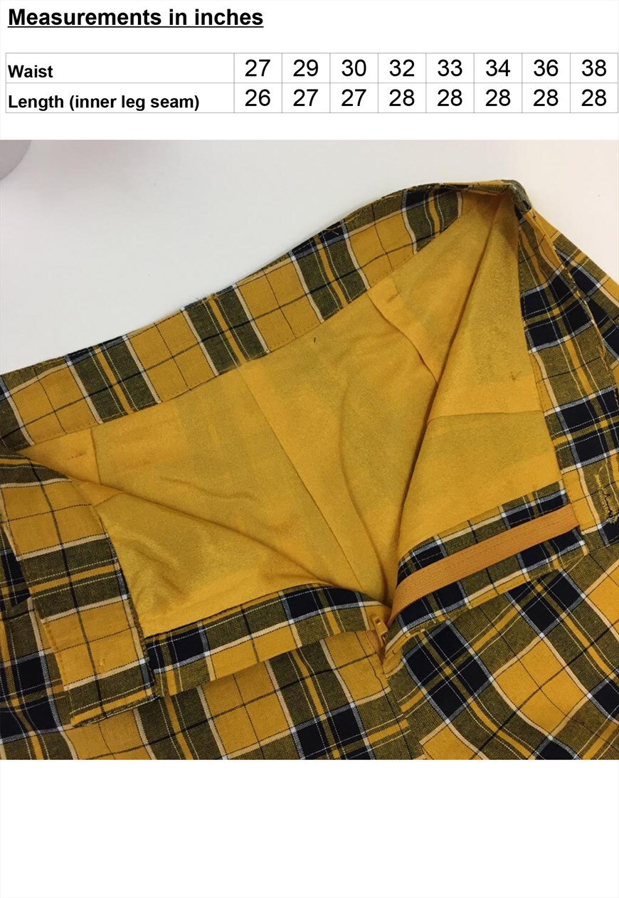 Yellow tartan store pants mens