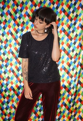 VINTAGE 90'S GINA BACCONI SEQUIN TOP