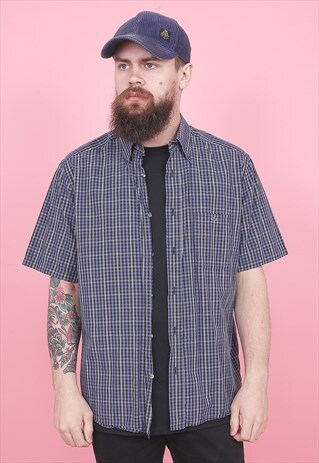 VINTAGE LACOSTE SHORT SLEEVE CHECK SHIRT /R6357