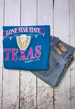 vintage blue lone star state texas tshirt 