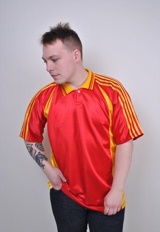 90S COLORFUL FOOTBALL JERSEY, VINTAGE COLLAR SOCCER TSHIRT