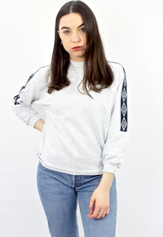 90'S RETRO GREY SIDE-TAPE SWEATSHIRT