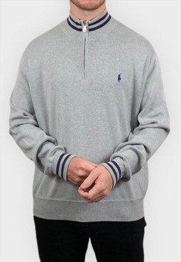 Vintage Ralph Lauren Sweatshirt Quarter Zip Grey Large