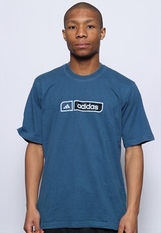 VINTAGE ADIDAS BIG LOGO T-SHIRT BLUE