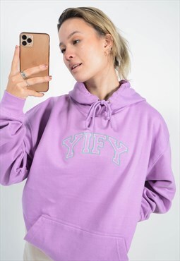 Unisex Lilac Hoodie Spell Out Embroidery Logo