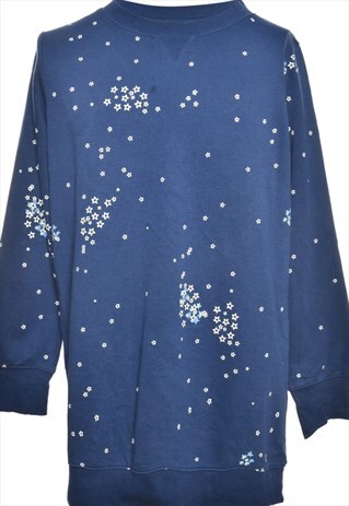 BEYOND RETRO VINTAGE NAVY PRINTED SWEATSHIRT - L