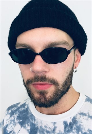 VINTAGE ULTRA SLIM SLEEK 90S BLACK SUNGLASSES