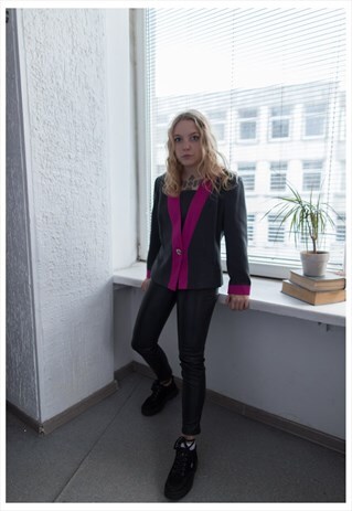VINTAGE 80'S GREY/MAGENTA WOOL BLAZER
