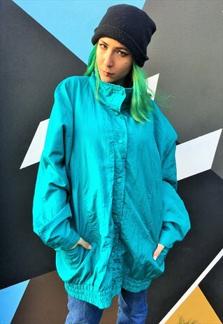 VINTAGE TURQUOISE SHELL SUIT JACKET