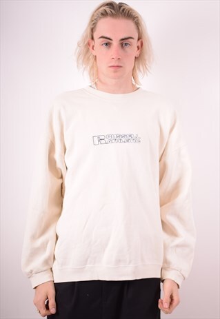 RUSSELL ATHLETIC MENS VINTAGE SWEATSHIRT JUMPER XL WHITE 90S