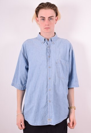 LEVI'S MENS VINTAGE DENIM SHIRT LARGE BLUE 90S