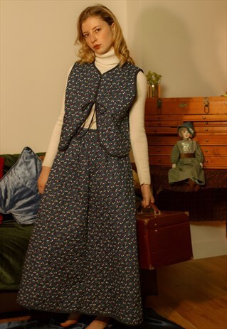 NIGHT SKY NAVY (FLORAL) - QUILTED - COUSIN BEN SKIRT