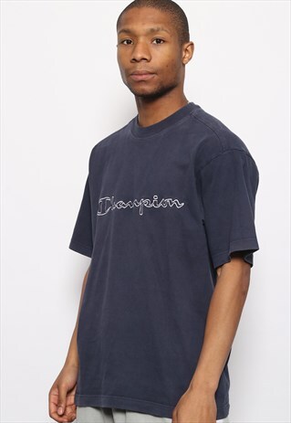 VINTAGE CHAMPION CHEST LOGO TEE MIDNIGHT BLUE