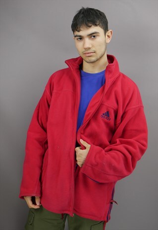 VINTAGE ADIDAS FLEECE IN RED WITH LOGO