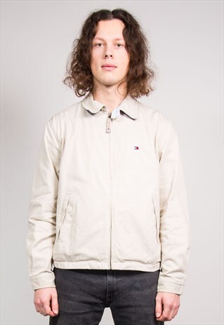 90'S VINTAGE TOMMY HILFIGER LIGHT BEIGE BOMBER JACKET
