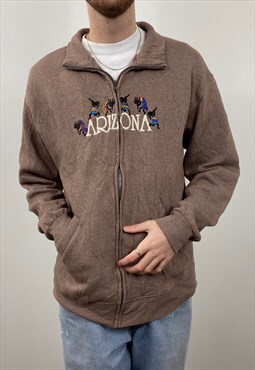 Vintage zip up brown embroidered Arizona sweatshirt