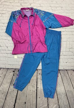 Vintage Pink & Blue 80's Tracksuit