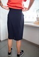 VINTAGE 80'S NAVY HIGH WAISTED WOOL PENCIL SKIRT