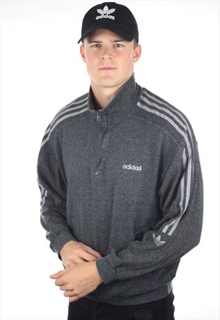VINTAGE 80S ADIDAS FULL ZIP LIGHTWEIGHT SWEATSHIRT JUMPER