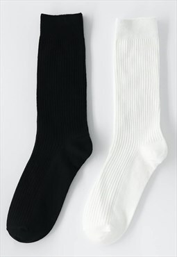 Men's Black White Mid-length Socks