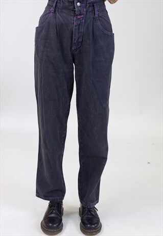 VINTAGE 90S PURPLE THREAD GREY JEANS