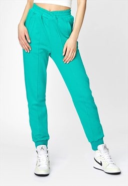 Green Overlapped Front Sweatpants