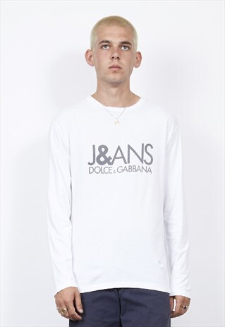 VINTAGE 90'S DOLCE & GABBANA WHITE LONG-SLEEVE T-SHIRT