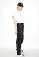 VINTAGE 90S STRAIGHT LEATHER TROUSERS IN BLACK