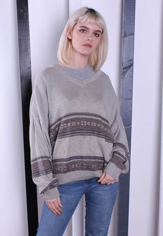 VINTAGE 90S PATTERNED JUMPER. OVERSIZED.