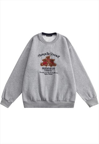 KALODIS VINTAGE BEAR PRINT CASUAL LOOSE SWEATSHIRT