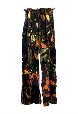 High Waisted Patchwork Trousers in black and orange