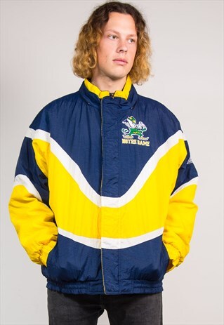 VINTAGE 90'S NOTRE DAME UNIVERSITY SPORTS PADDED JACKET COAT