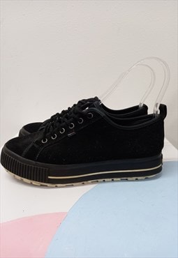 00s Tommy Hilfiger Suede Leather Trainers Black