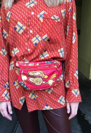 VINTAGE 90' AMAZING RED RICH PATERNED BUMBAG