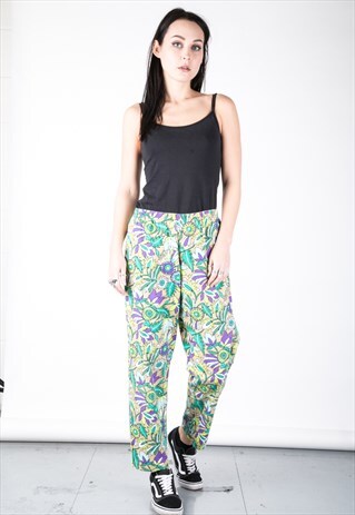 VINTAGE 80S FLORAL PRINT CAPRI TROUSERS