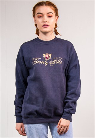 90'S VINTAGE NAVY RODEO DRIVE BEVERLY HILLS SWEATSHIRT