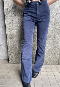 Cool Classic 90s Style Suede Vintage Blue Pants