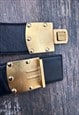 DONNA KARAN NEW YORK 80'S BLACK LEATHER GOLD METAL BELT