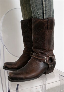 Vintage Dockers 80s Cowboy Western Boots Leather Brown