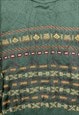 L.L.BEAN KNITTED JUMPER ABSTRACT PATTERNED GRANDAD SWEATER
