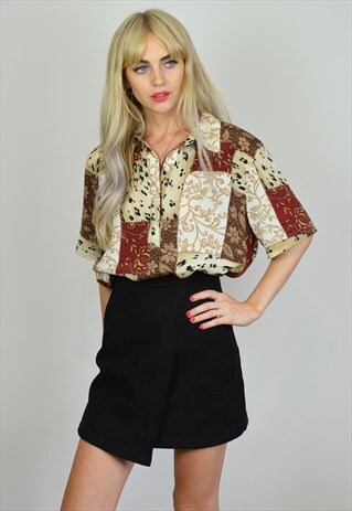 VINTAGE 80S WHITE / MAROON SHORT SLEEVE SHIRT